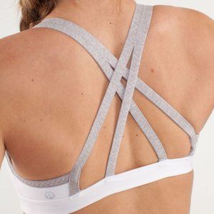 NWOT Lululemon Run Bound Bra - Grey/White